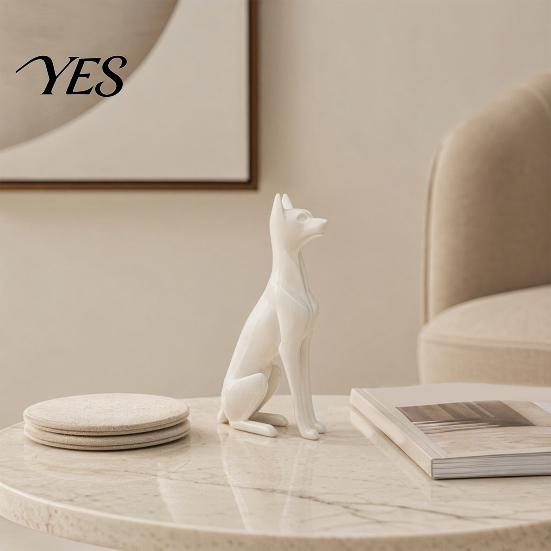 Minimalist Dog Statue 3D Printed Sitting Figurine, Modern Statue, Animal White Figurine Sculpture Decoration for Home Office Desk, Gift Pet Lovers PLA