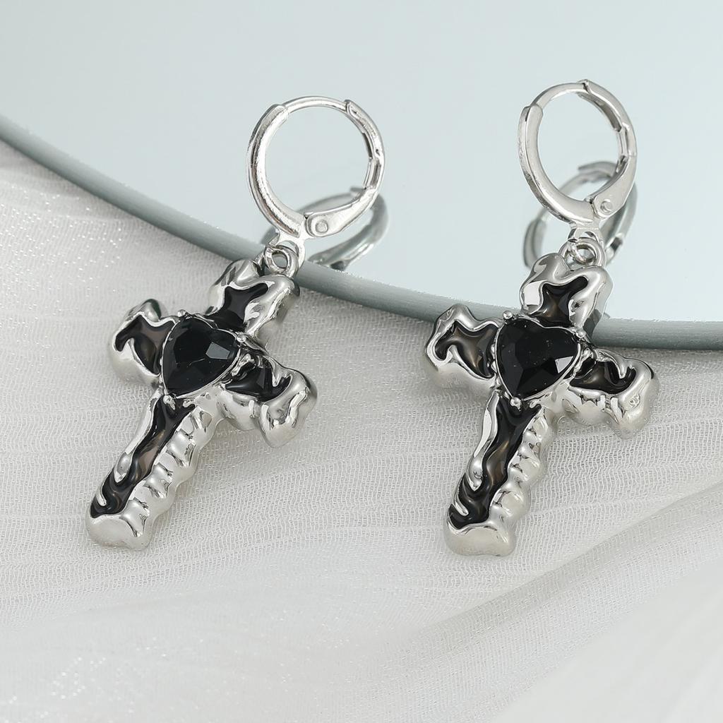 Orecchini a forma di stella color argento semplici per donna, orecchini a cerchio con cuore in pietra opale, punk Y2K, carini da indossare ogni giorno, gioielli e regali per feste