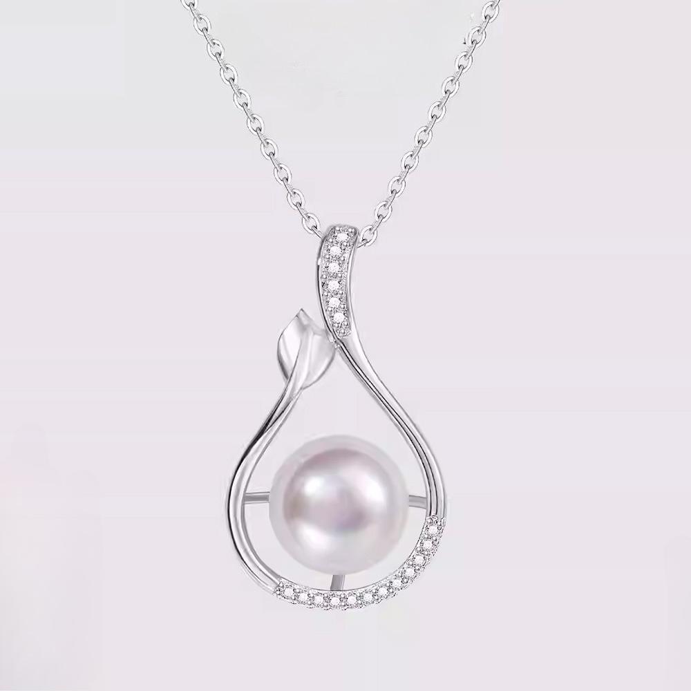 Seulement 925 Sterling Silver Freshwater Natural Pearl Pendant Necklace with Zircon Elegant Flower Design Fine Jewelry for Women