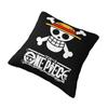 Custom Nordic Style One Pieces Luffy Anime Cushion Cover Polyester Pirate Skull Manga Pillow Case for Car Square Pillowcase