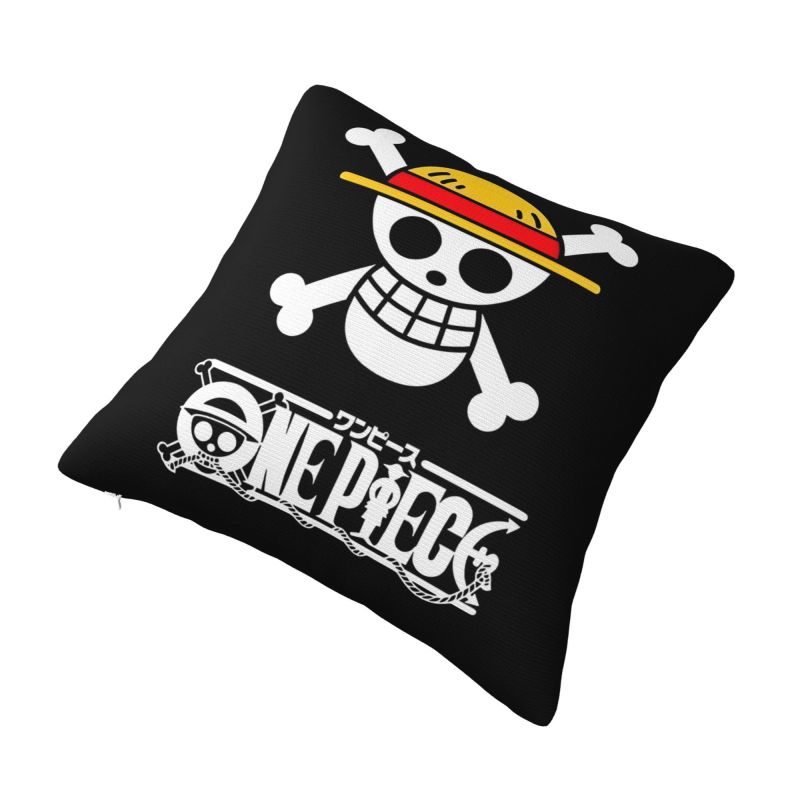 Custom Nordic Style One Pieces Luffy Anime Cushion Cover Polyester Pirate Skull Manga Pillow Case for Car Square Pillowcase