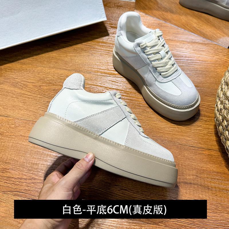 2024 autumn new 9CM small inner height increase German training shoes platform shoes muffin casual sports shoes