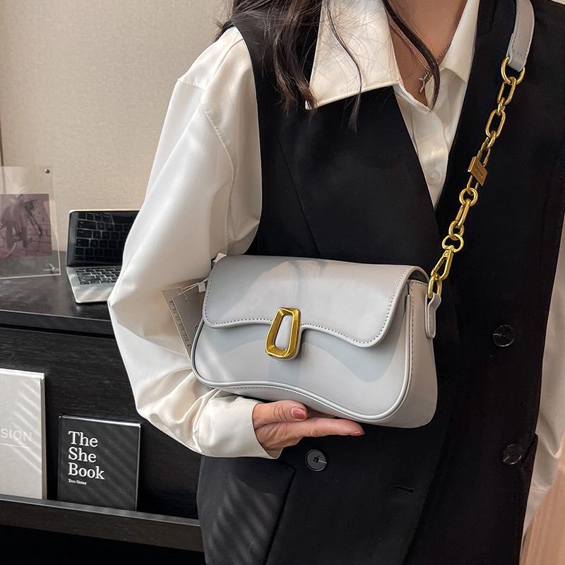 French Simple Underarm Shoulder Bag for Women  Spring New Fashion Chain Handbag Versatile Commute Crossbody Bags
