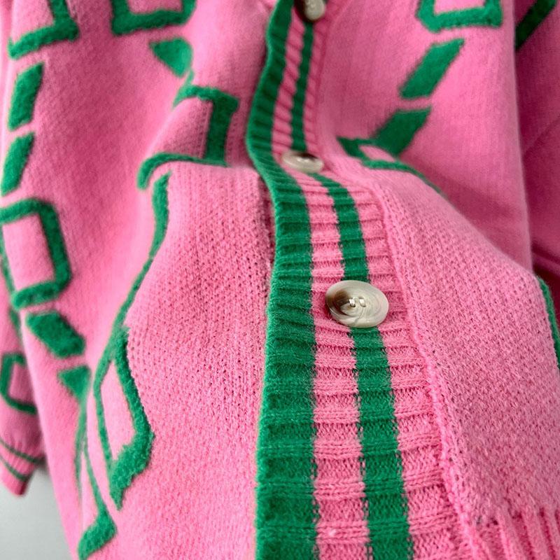 Embroidered Knit Cardigan Women's Loose Sweater V-neck Long Sleeved Single Breasted Buckle Thick Coat Warm Comfortable Casual Commuting Autumn Winter