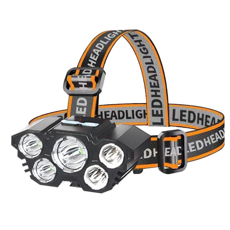 Strong 5-core Headlights Super Bright USB Charging Night Fishing Tele LED Headset Work Headlight Fishing Super Hiking Light