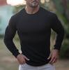 Men's Autumn Vertical Stripe Stand-up Collar Long-Sleeve T-Shirt