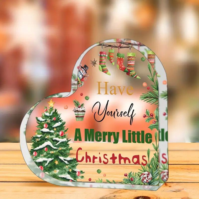 Christmas Heart Shaped Decorative With Santa Claus Xmas Tree Patterns Perfect For Home Holiday Decor