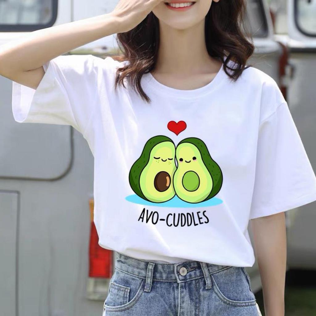 Lovely Sweet Avocado Tee Top Fashion T Shirt Clothing Style Trend Casual Short Sleeve Women Print Lady Female Graphic T-shirt