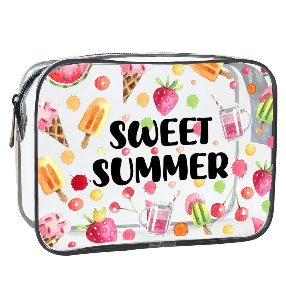 Trendy Large Capacity Makeup Bag Portable Beach Theme Storage Bag Multi-functional Visible Cosmetic Bag for Women