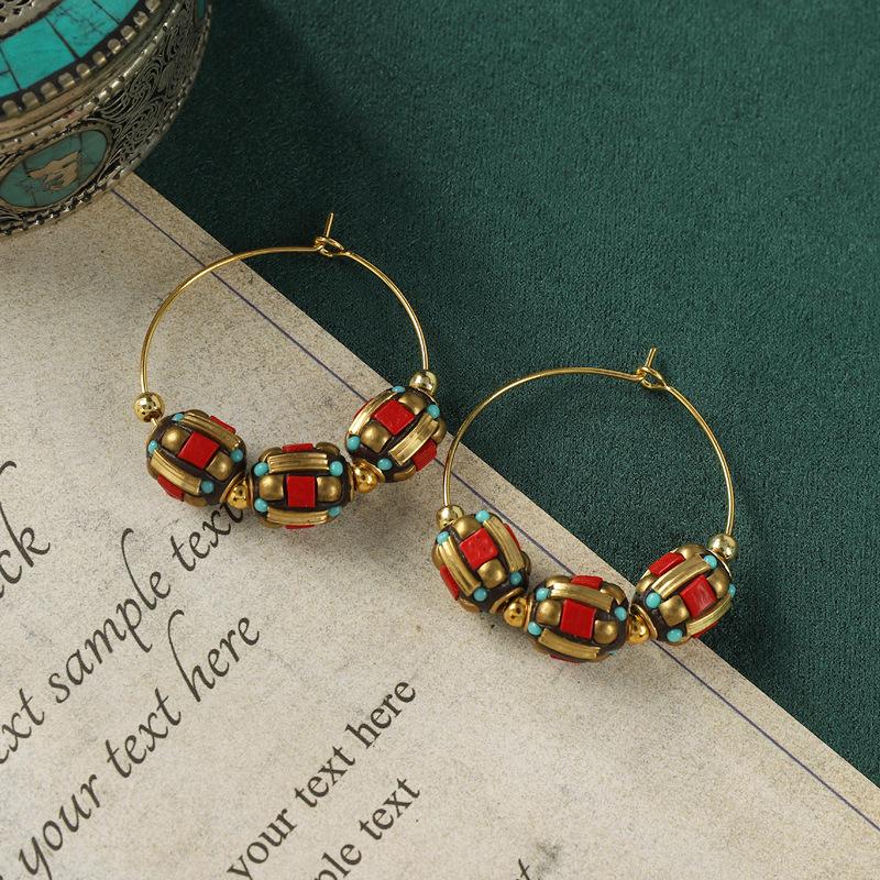 Niche Design Nepalese Earrings Xizang Style Retro Exotic Personality Earrings Women's Simple Earrings Earrings