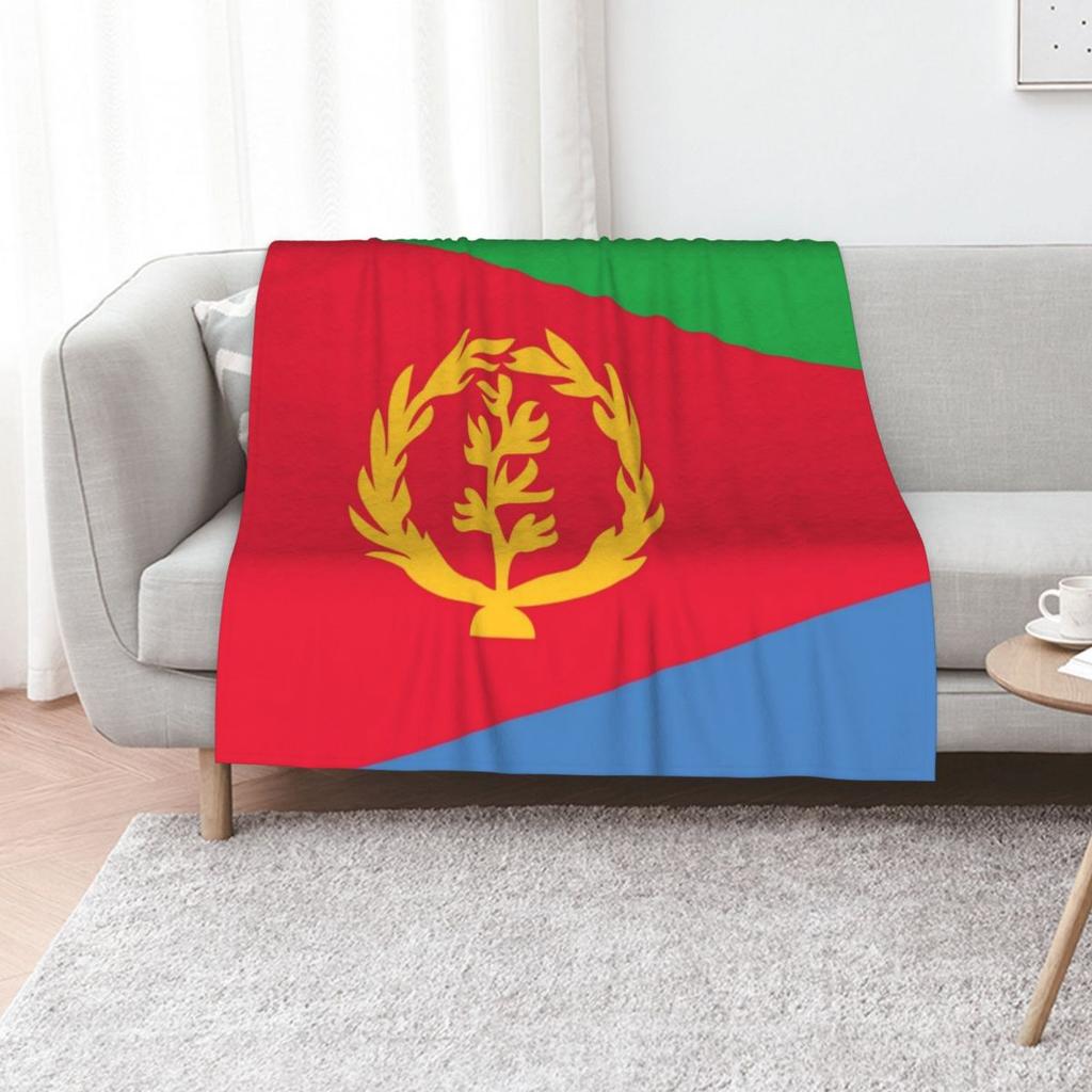 Custom Eritrea Flag Throw Blanket Faux Fur Soft Warm Blanket For Bed