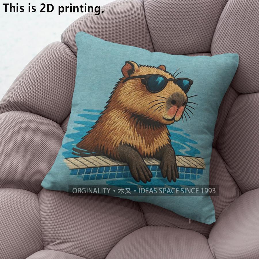 Cool Capybara Pool Party Throw Pillow Covers Pattern Cushion Cover Suitable For Sofa Bedroom Car Pillow Cover