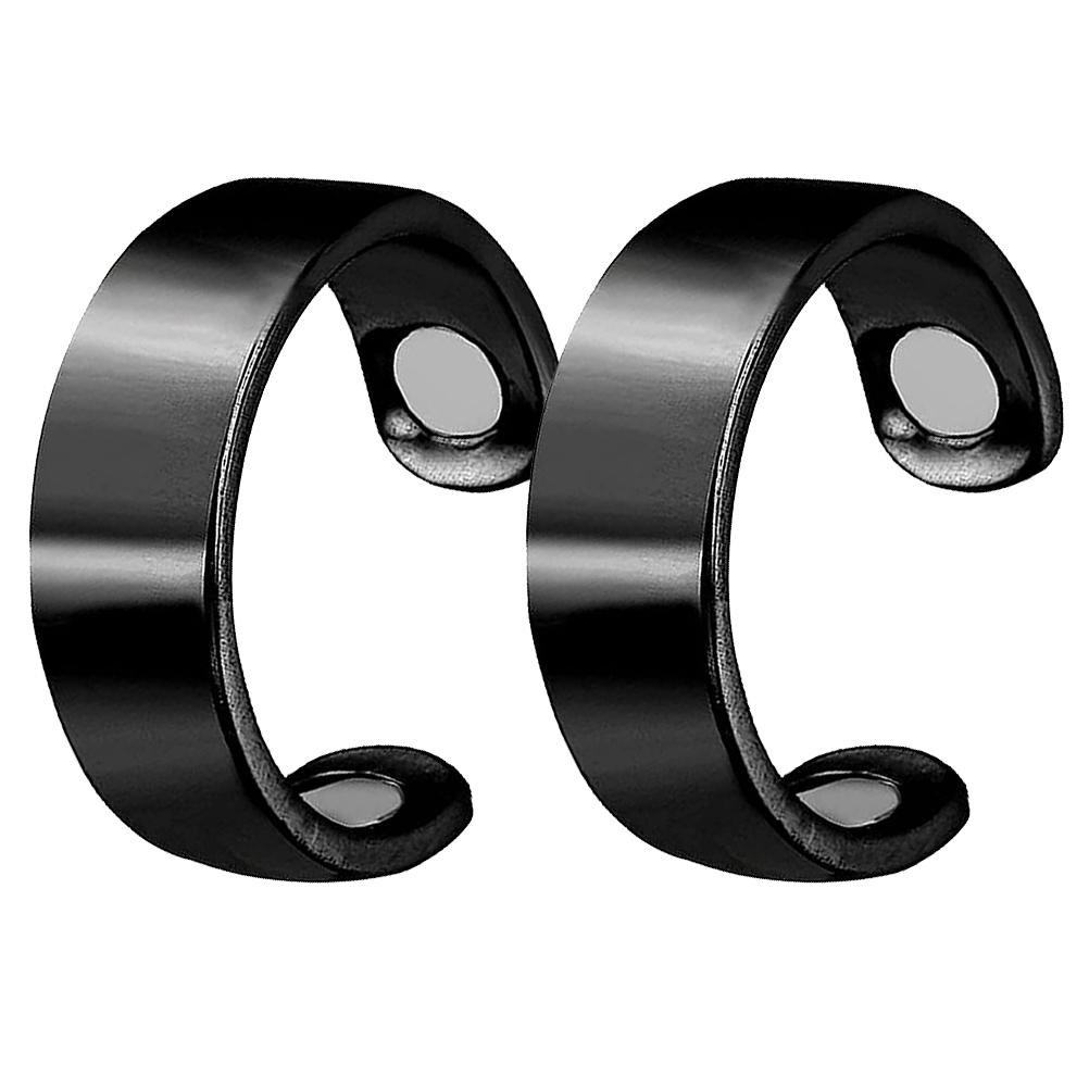2 шт. Магнитное кольцо для лимфодренажа, для похудения, элегантное магнитное разомкнутое кольцо для мужчин и женщин Black face black
