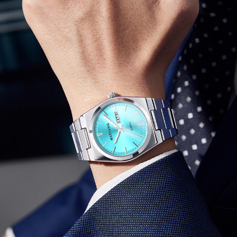 Fashion Premium Buckle Men'S Business Casual Double Calendar Boys Luminous Quartz Watch Men