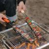 1pcs Outdoor Camping Barbecue Cage With Wooden Handle, Stainless Steel Rolling Barbecue Rack, Picnic Charcoal Barbecue Tools