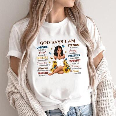 (Asian Size) Graphic Tee T Shirt Clothing Lady Casual Fashion Faith Trend Watercolor Cute Print Female Casual Women's Top Short Sleeve T-shirts