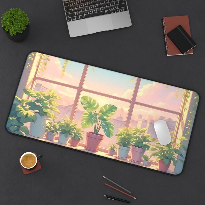 Plant Lover Desk Mat Nonslip and Waterproof Gaming Mouse Pada Cute and Attractive Desktop Protectorperfect Gift for Friends