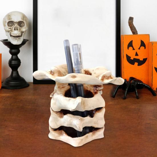 Simulated Spine Pen Holder Vertebral Column Resin Stationery Pencil Stand Organizer Container Home Office Desktop Decoration Ornament
