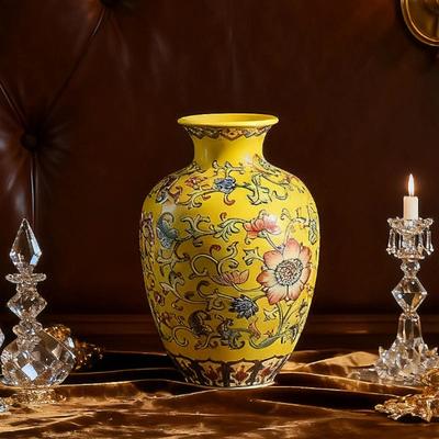 Antique Flower Vase Handicraft Porcelain Bottle Home Decor Vintage Ceramic Vase Flower Receptacle Room Decoration Accessories