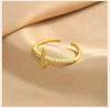 Cross Ring for Women 14k Gold Plated Sideway Cross Adjustable Open Ring Cubic Zirconia Jewelry