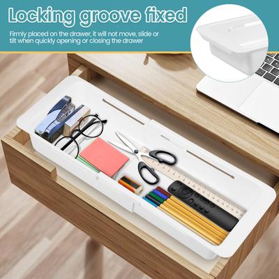 4Pcs 31-44CM Extendable Drawer Organizer Tray Plastic Drawer Storage Box Kitchen Bathroom Organizer Tray for Tableware Cosmetics