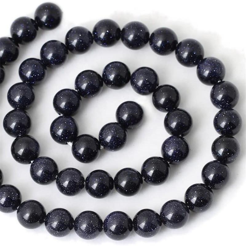 Natürliche blaue Sandsteinperlen, Größe 4 mm, 6 mm, 8 mm, 10 mm, zur Herstellung von Schmuck, lose Abstandsperlen