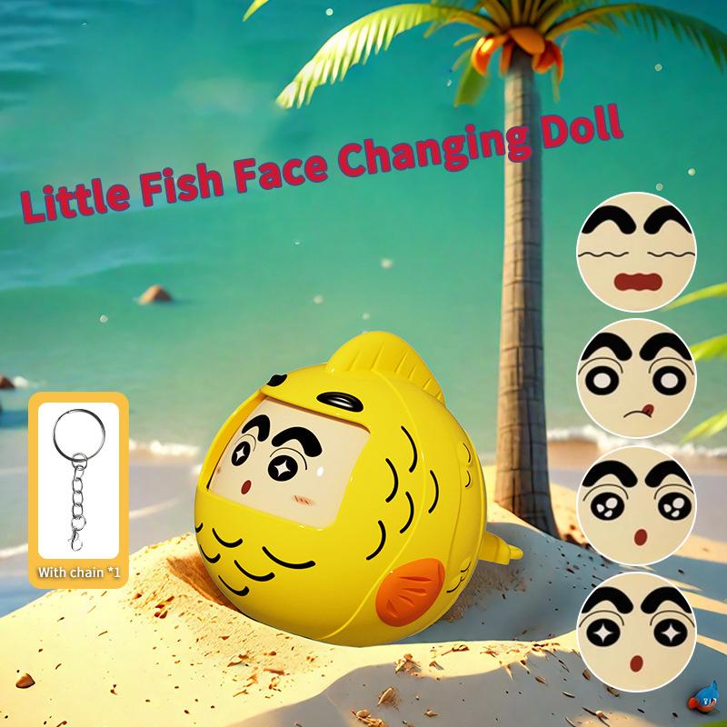 Cartoon Q Version Face Changing Doll Keychain Decompression Toys Keyring Exquisite Backpack Decoration Accessories Gifts
