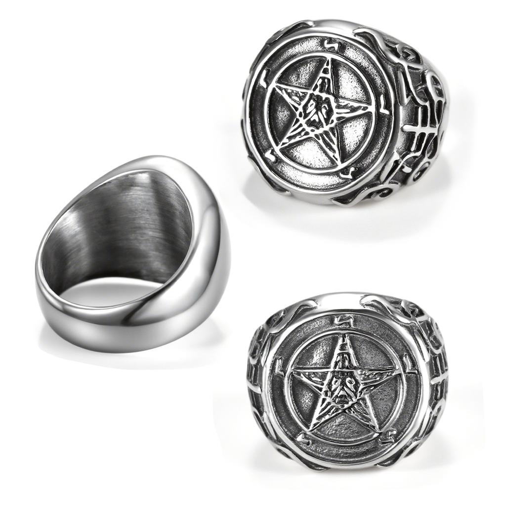 2026 European and American Personalized Men's Hexagram Retro Style Ring Jewelry Accessories Party Gifts