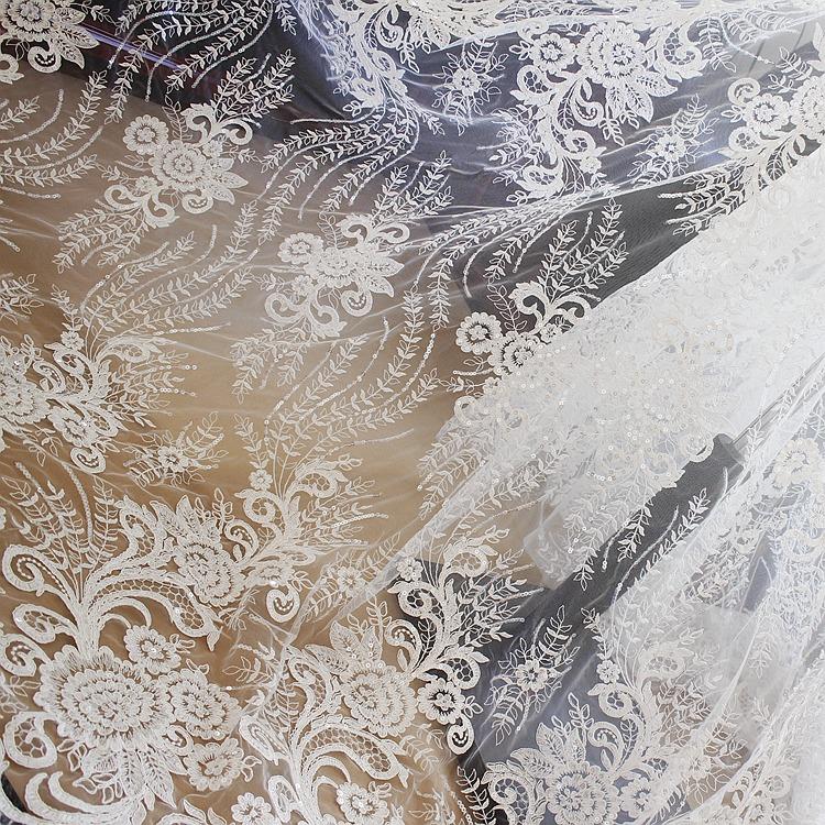 Sequin Embroidered Lace Fabric, Wedding Dress Handmade Diy Material Clothing Tablecloth Curtain Decorative Fabric Accessories