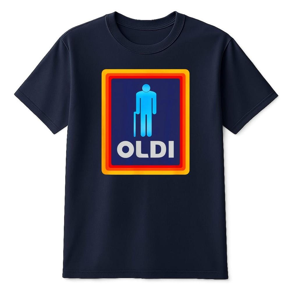 Oldi TShirt Funny Aldi Parody Logo Novelty Gift RetireUnisext 60th Birthday Tee S