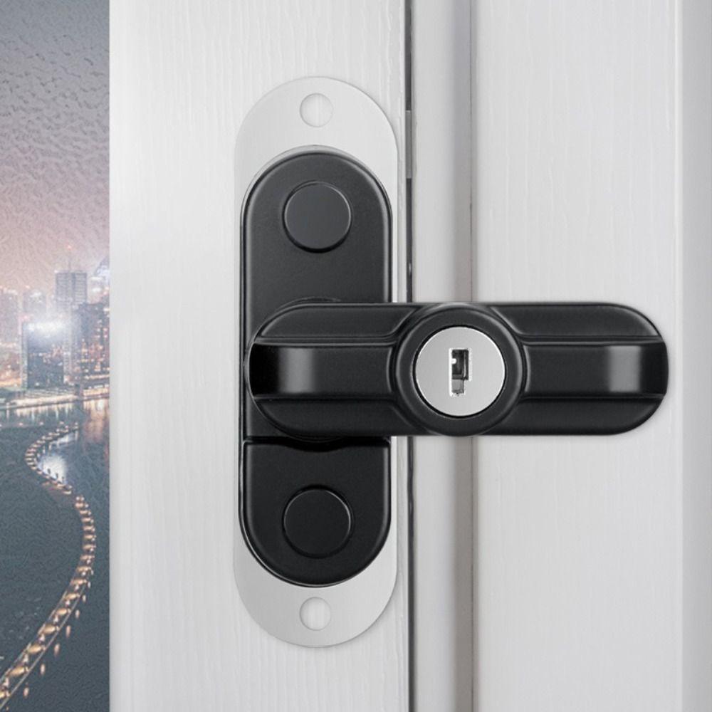 Safety Lever Zinc Alloy Window Frame Lock With Key Anti Theft Safety Locks Plastic Steel T-Lock External Window