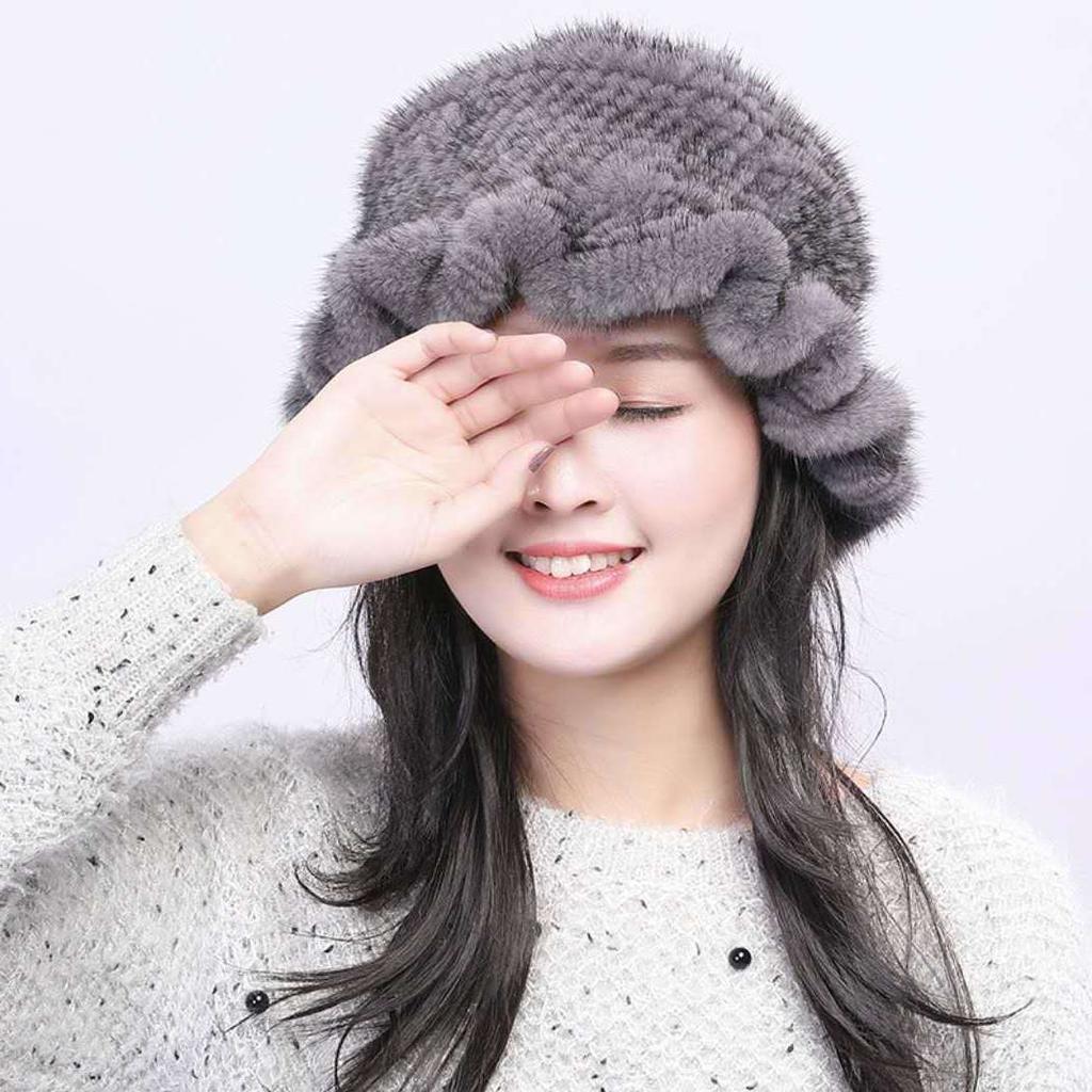 New Mink Fur Hat Women's Winter Mink Fur Women's Winter Hat Thick Versatile Warm Fashion Fur Hat Women's Winter