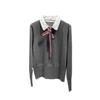 Women's British Style Sweater: Faux Two-Piece Wool Knit Pullover with Shirt Collar, Long Sleeves - Autumn/Winter New Arrival