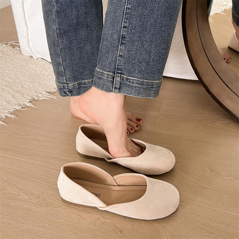 Fashion Splicing Square Toe Mules Shoes for Women Suede Flats 2025 Spring Autumn Slip On Designer Fashion Solid Color Casual Loafers