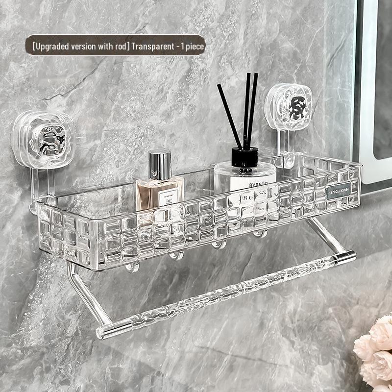 Punch-Free Bathroom Shower Storage Rack - Suction Cup Wall-Mounted Organizer