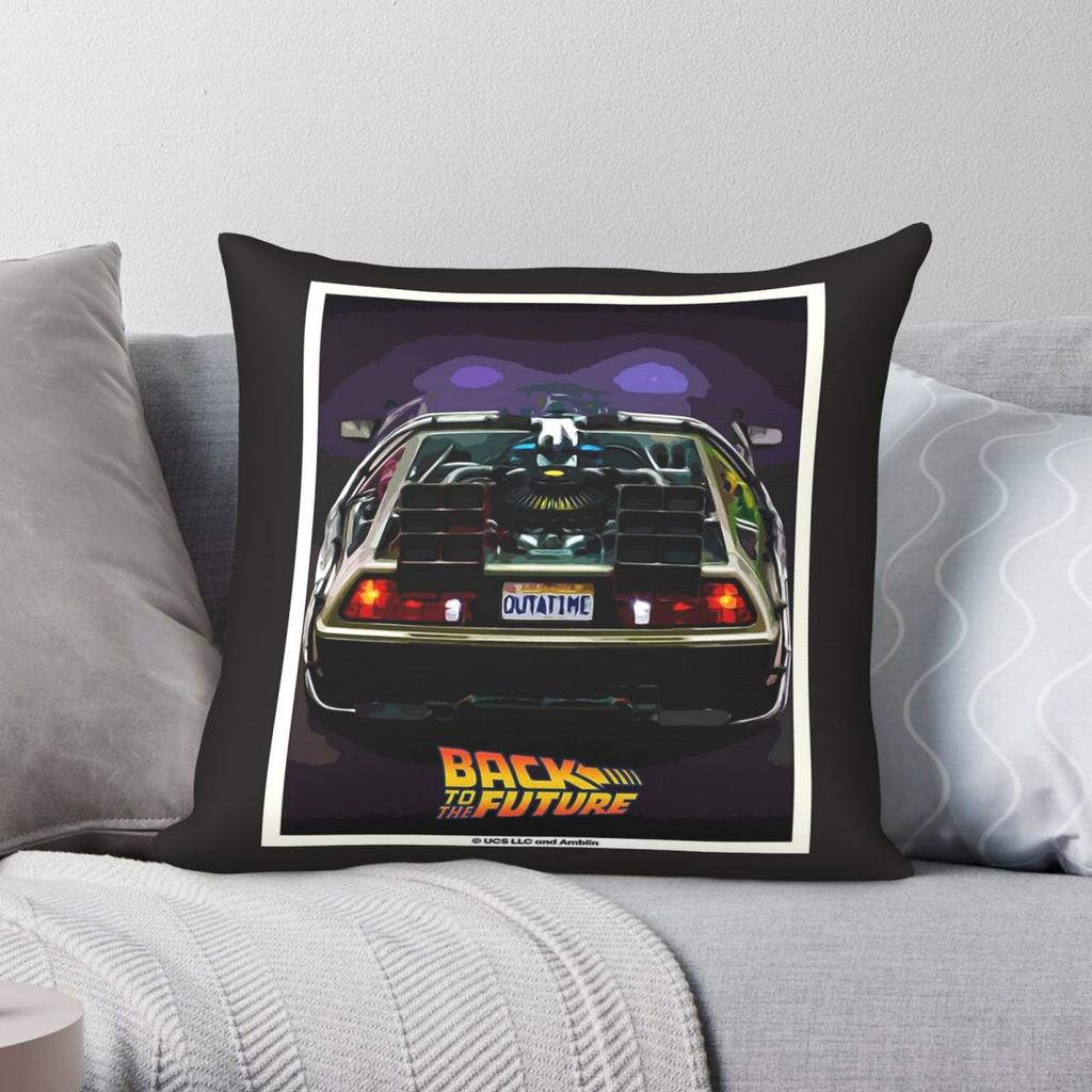 Back To The Future Delorean Square Pillowcase Polyester Linen Velvet Pattern Zip Decorative Sofa Cushion Cover