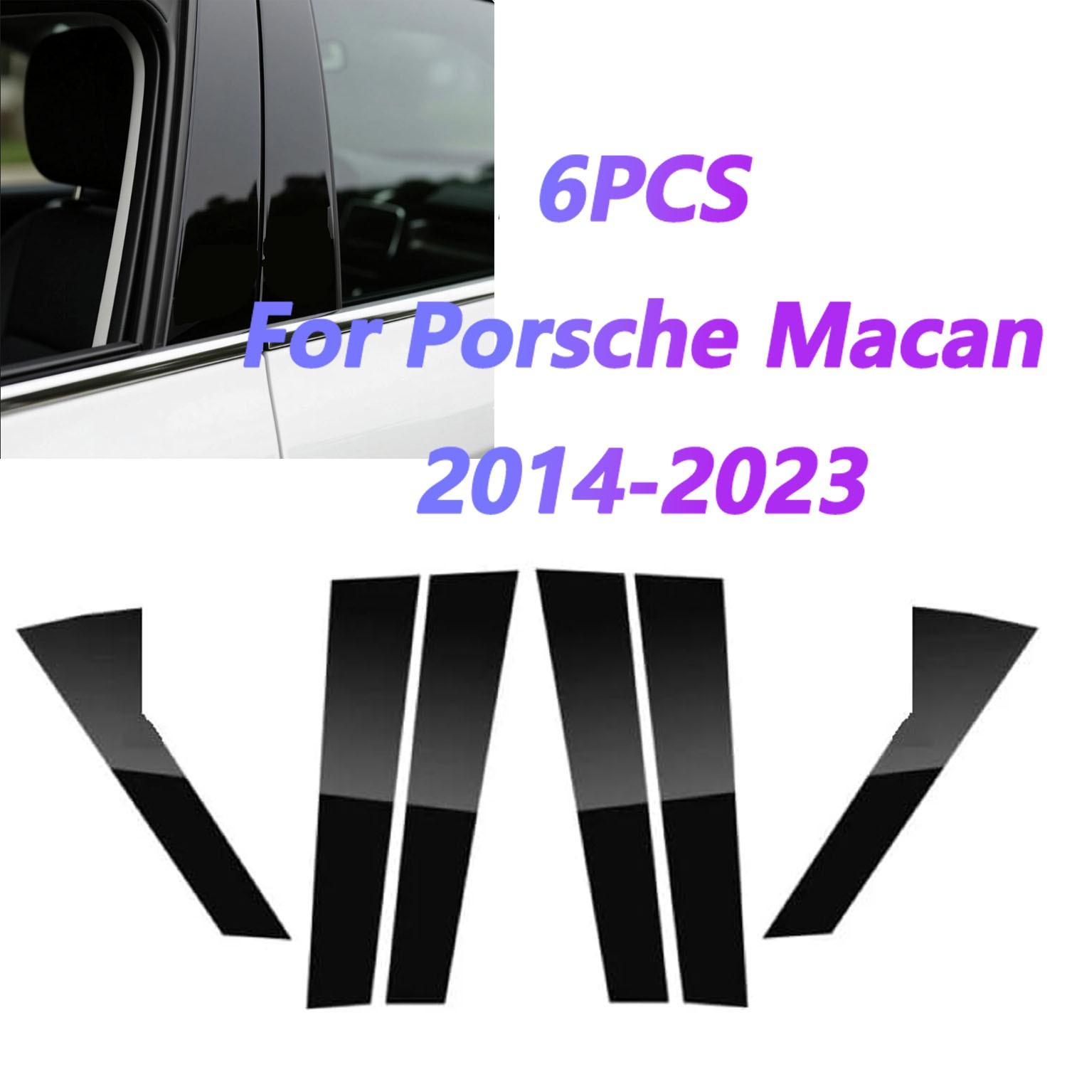 6pcs Piano Black Pillar Posts Door Trim Cover Window For Porsche Macan 2014-