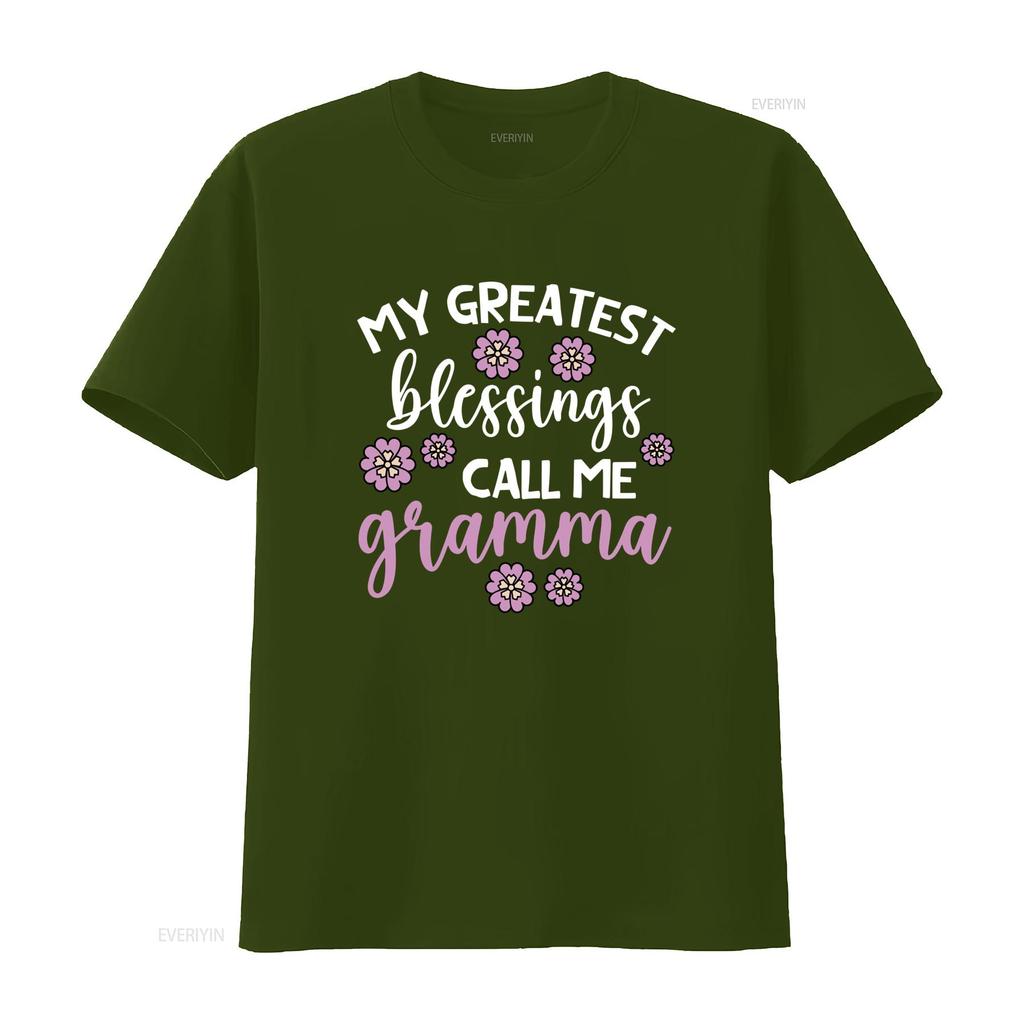 Cute Floral Greatest Blessings Call Me Gramma Quote Print Casual T Shirt Vintage Washed Versatile Stylish Fashion Graphic