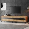 Meuble TV - LEMONBEST - Meuble TV De Salon Moderne - 180x40x50 Cm - 4 Portes - Bois & Noir
