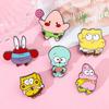 Cute Chubby Enamel Pins Squidward Tentacles & Patrick Star Brooch Badge for Backpack Collar Lapel Fashionable Jewelry Accessory