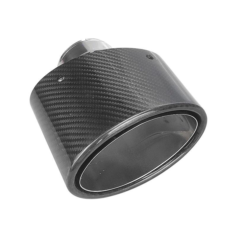 Carbon Fiber Oval Flat Exhaust Pipe Muffler - Stainless Steel Tailpipe