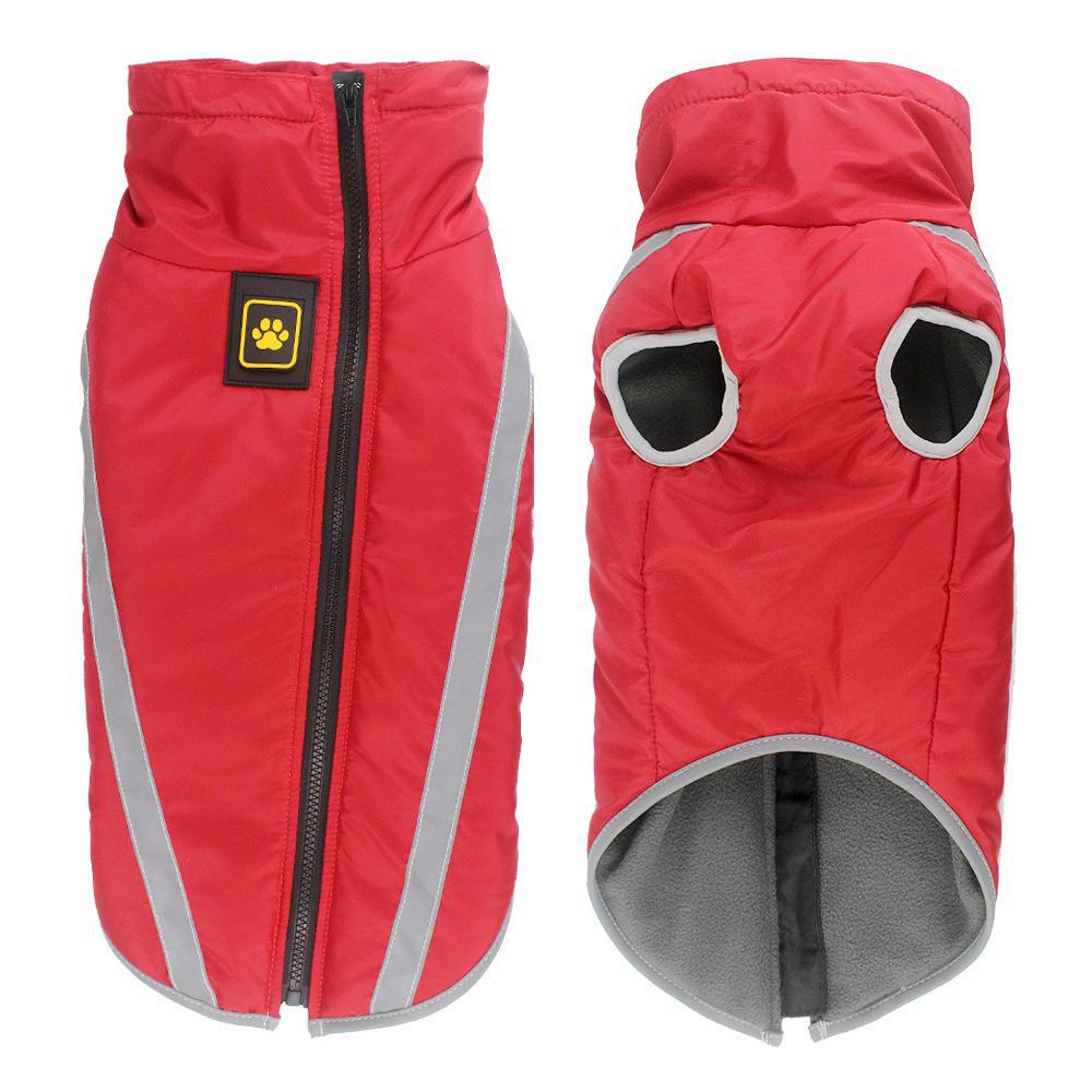 Large Dog Reflective Jacket: Cozy Velvet-Lined Cotton for Autumn & Winter