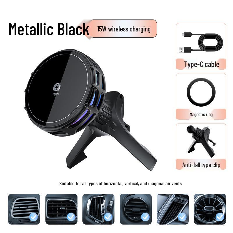 Universal 25W Magnetic Wireless Car Charger with Cooling & Heat Dissipation for Navigation and Phone Holder
