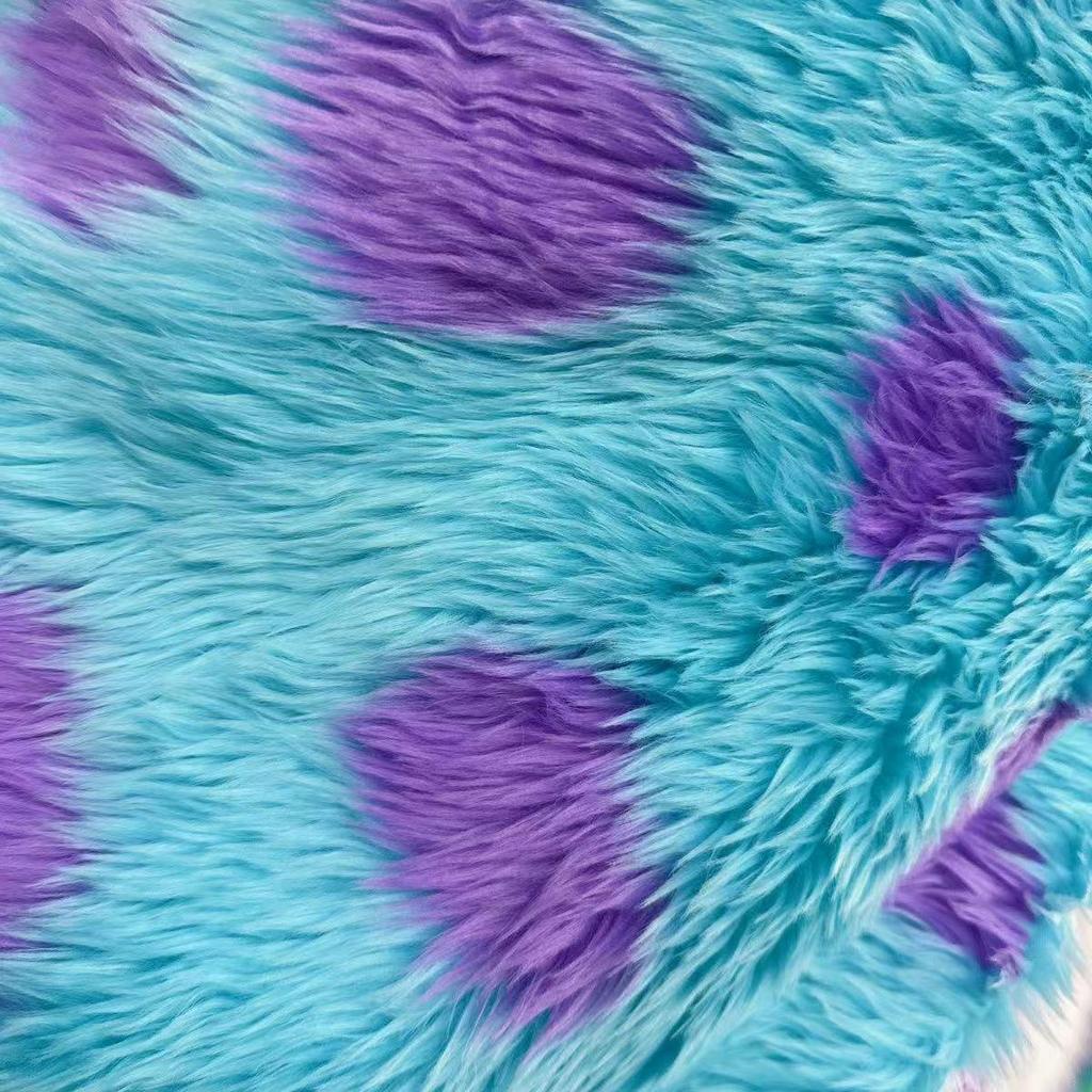 Gradient Five-Color Jacquard Faux Fur Tencel Fabric with Flocked Long Pile and Perforated Grid Design