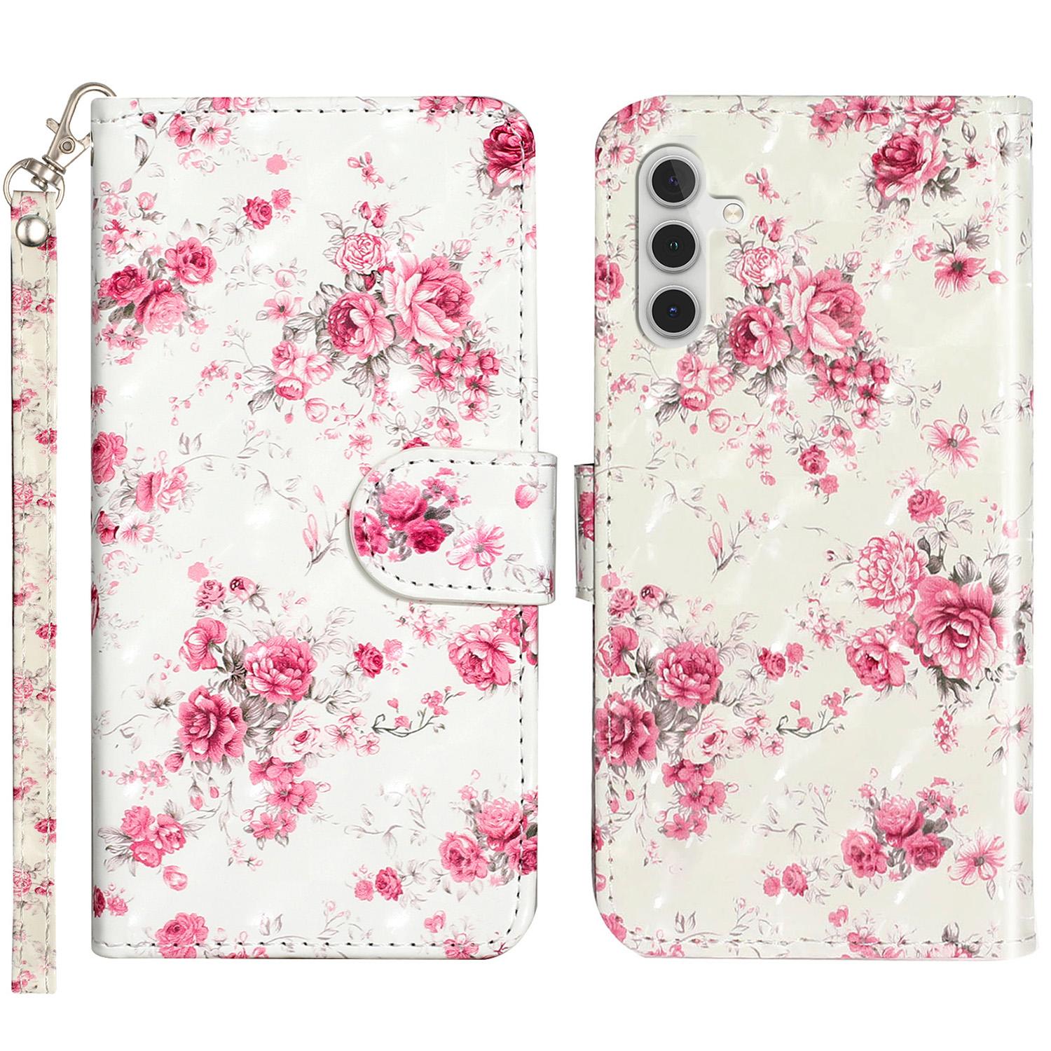 

For Samsung Galaxy A05s 4G Leather Case 3D Pattern Printing Wallet Phone Cover Roses