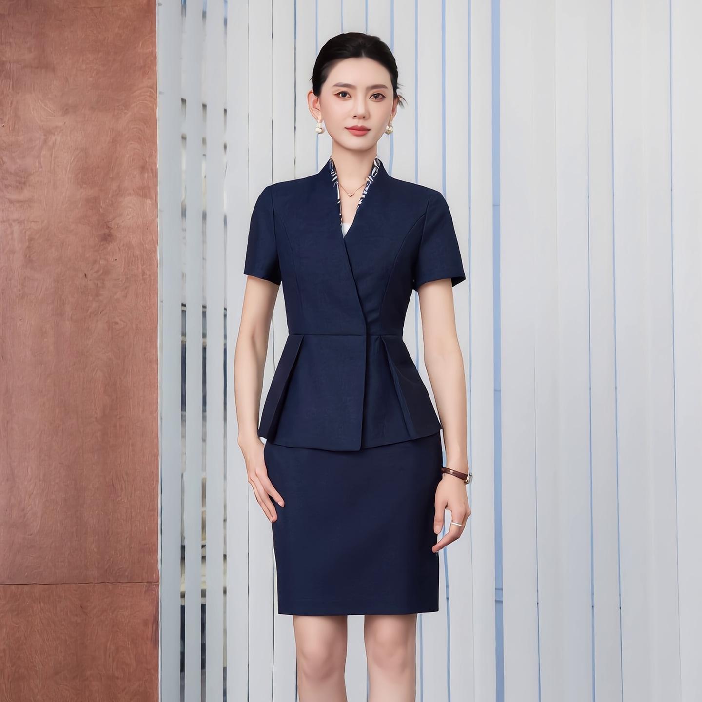 Women s Summer 2026 Professional Suit Set: Elegant Interview & Hotel Front Desk Manager Uniform S