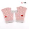 New half-finger gloves women's winter cold protection and warmth dew finger cartoon embroidery cherry warm work writing gloves