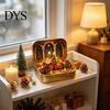 Miniature Holiday Scene Tiny Christmas Wonderland in a Tin, Mini Diorama Decor, Winter Home Accents with Santa, Tree, Gifts & Snowman, Table