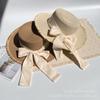 French Bow Tie Flat Top Straw Hat Women's Summer Seaside Sun Protection Sunshade Breathable Wide Edge Sun Hat