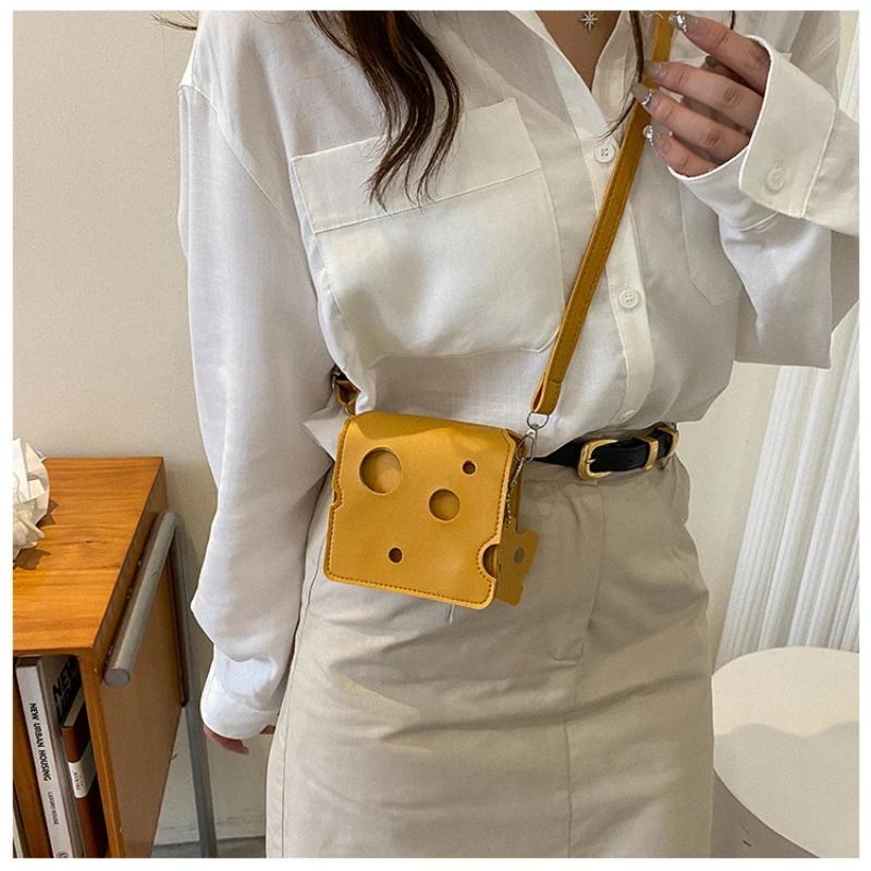 Women'S Triangle And Square Cheese Shaped Mini Pu Leather Bags Cute Earphone Lipstick Purses Handbags Crossbody Shoulder Bag